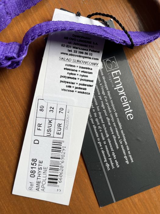 Empriente Apolline Amethyst Luksusowy francuski stanik koronka 32D 70D