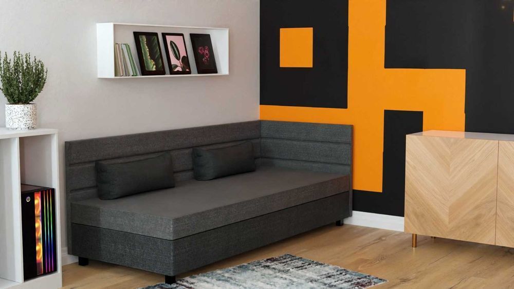 Sofa jednoosobowa rozkładana z pojemnikiem tapczan młodzieżowy