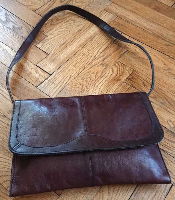 Torebka damska brązowa skóra naturalna na pasek