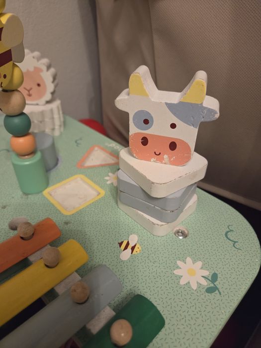 JANOD - Wielofunkcyjny stolik edukacyjny drewniany Łąka 12m+