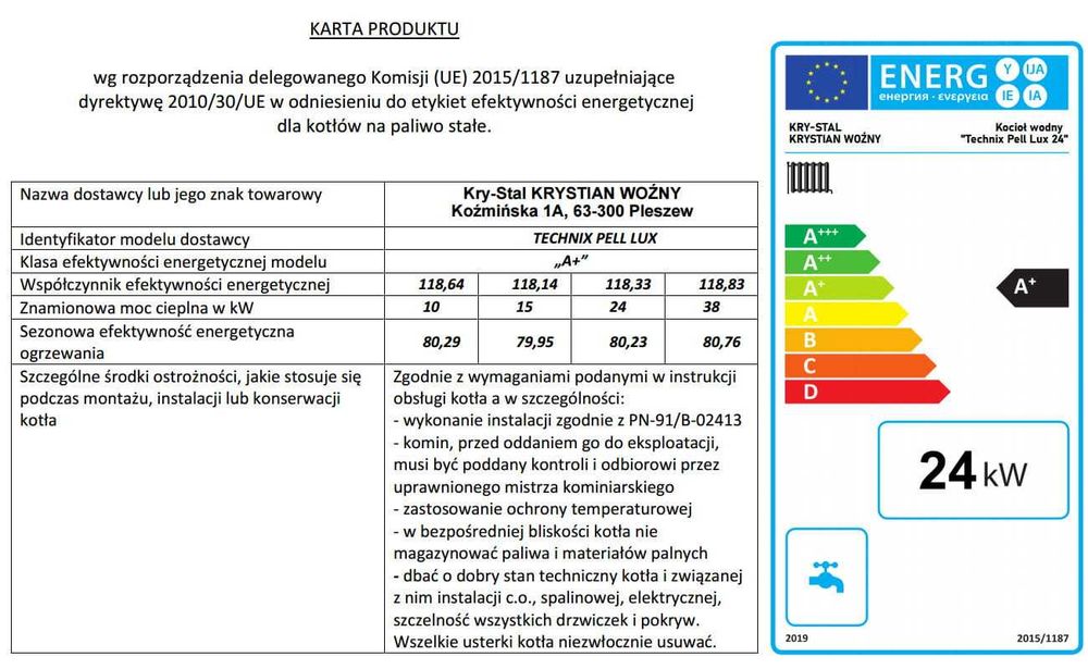 kocioł na PELLET 24kw do 240m2 Z PODAJNIKIEM na piec 5 klasa piece kotły ECODESIGN technix PELL LUX od 10kw do 48kw