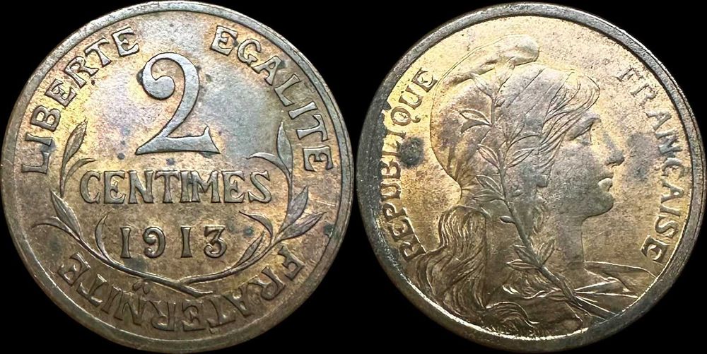 2 Centimes - 1913 - França - Terceira República