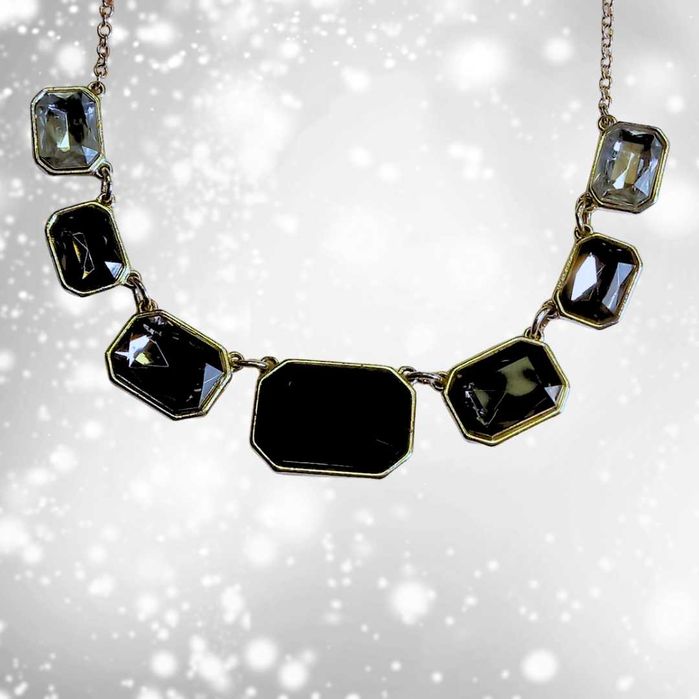 Эффектный Набор Украшений с сияющими чёрными камнями — Колье и Серьги