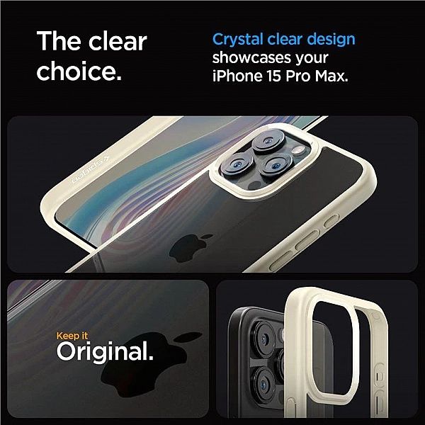 Etui Spigen Crystal Hybrid na iPhone 15 Pro Max - przezroczysto-beżowe