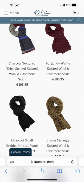 Шарфы Италия відомог бренду