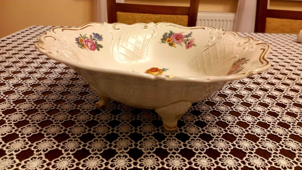 Stara porcelana Rosenthal Reichenbach misa złocona patera na stopach