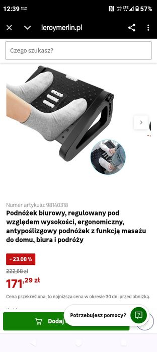 Regulowany podnóżek z opcją masażu