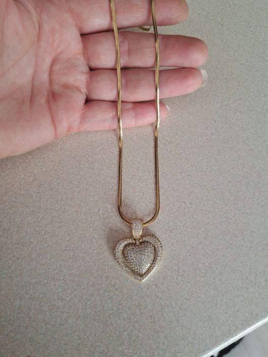 Piękna pozłacana bransoletka żmijka z sercem