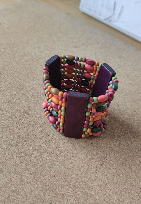Bransoletka kolorowa Primark elastyczna drewniane koraliki