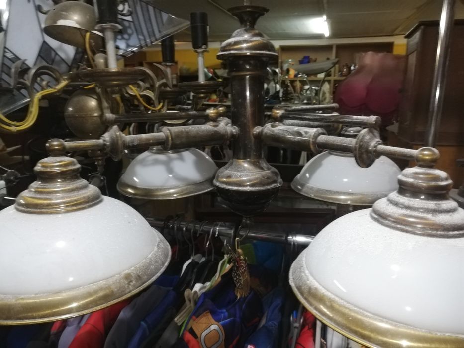 Żyrandol mosiężny z orłem 6 ramienny