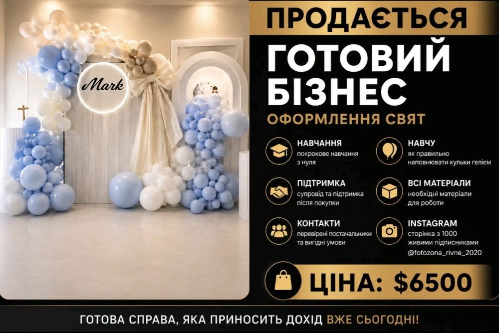 Продається бізнес з оформлення свят повітряними кульками