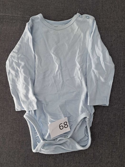 Body niemowlęce błękitne gładkie długi rękaw Fox & Bunny