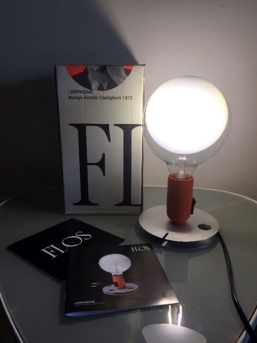 Candeeiro de mesa lampadina, laranja de Achille Castiglioni 1972
