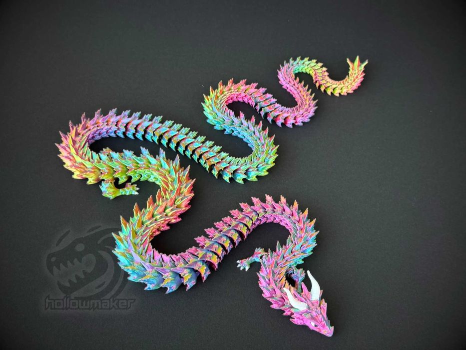 Kryształowy Smok Druk 3D Przegubowy Figurka Długość 120cm Trzykolorowy