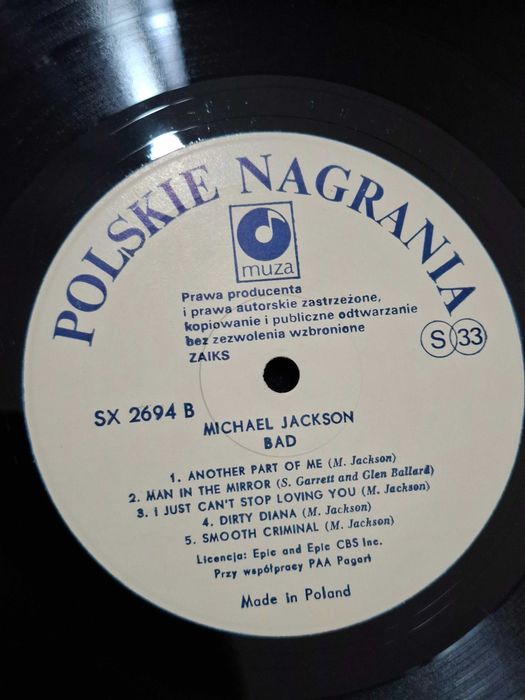 Zadbany winyl Michael Jackson Bad SX 2694 A
