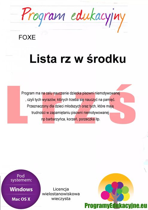 Program edukacyjny. Lista rz w środku. Licencja wielostanowiskowa. Foxe. Nowy Produkt