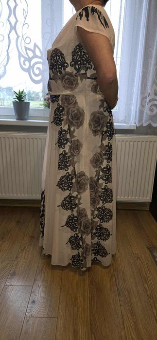 Sukienka damska maxi pudrowy róż rozmiar 50 na wesele