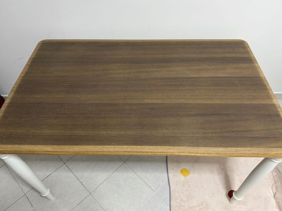Mesa 130x80x75 - Tampo de Madeira | Pé Metálico