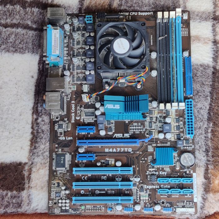 Материнська плата Asus M4A77TD + процесор AMD Phenom II+ оперативка