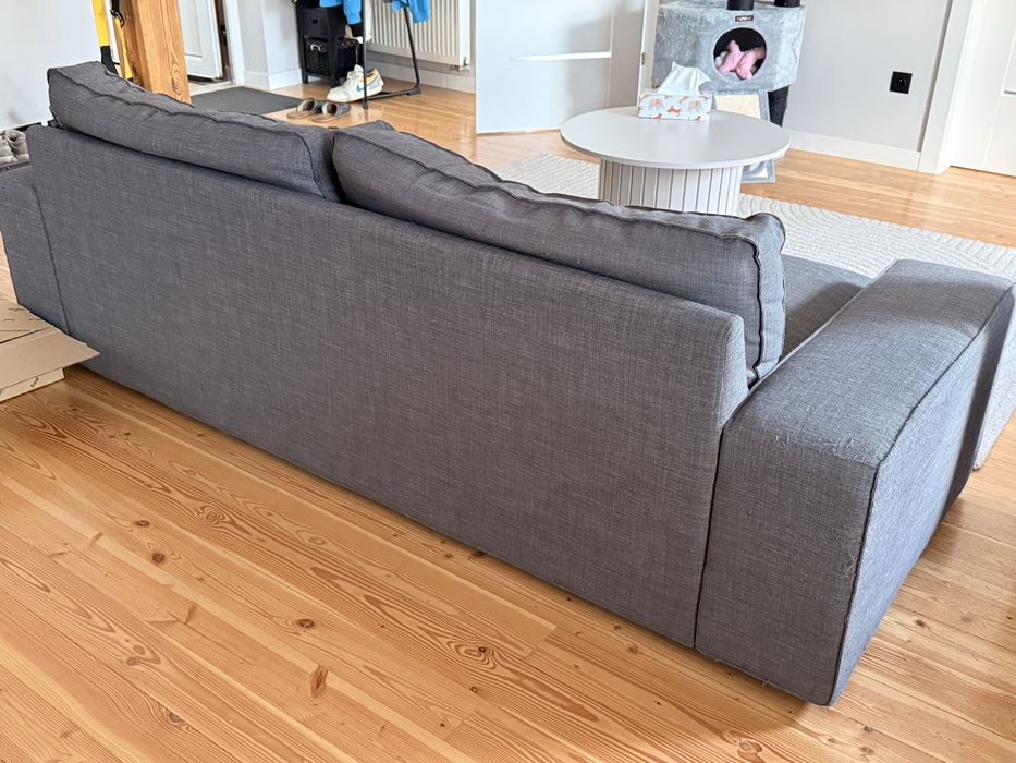 Sofa z szezlongiem szary używany IKEA narożnik