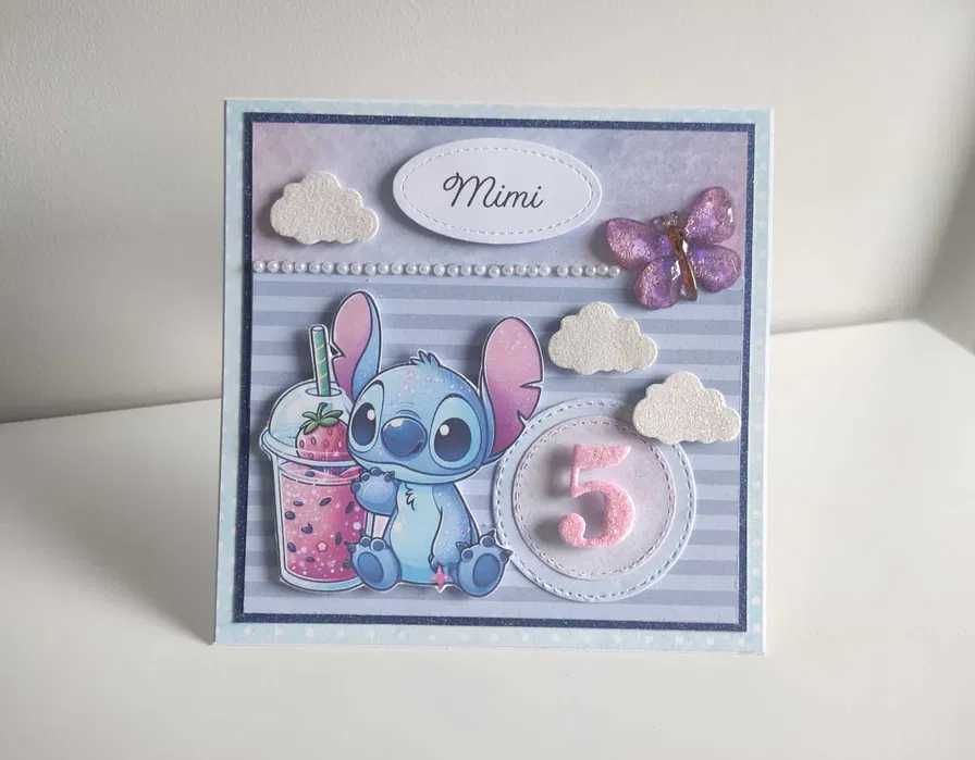 Personalizowana Kartka urodzinowa ręcznie robiona Stitch