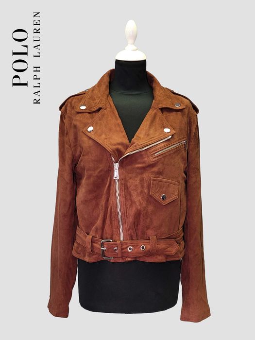 Polo Ralph Lauren Brown Goat Suede Biker Leather Jacket | Designer Outerwear