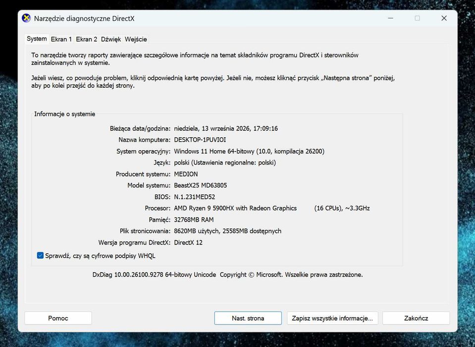 Laptop Medion Erazer Beast X25 | 32GB RAM | RTX 3080 16GB | RYZEN 9 5900HX