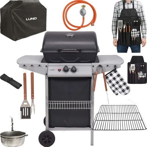 zestaw 11w1 grill gazowy ogrodowy 5,5kw 2 palniki