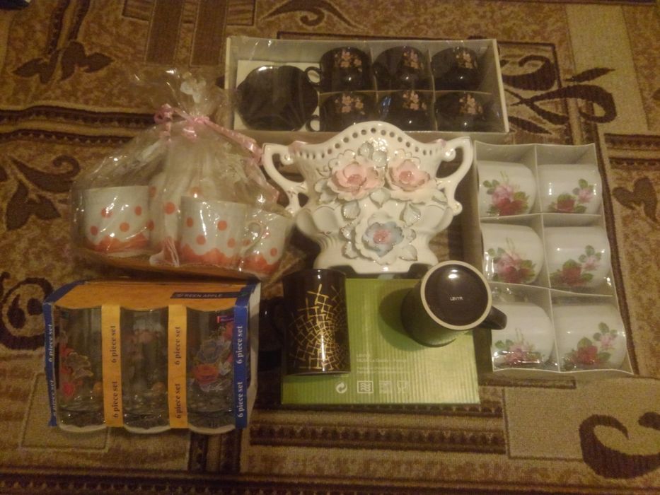 Цукерниця ваза СЛВ столовий сервіз набір чашка блюдо чорне скло LBVYR