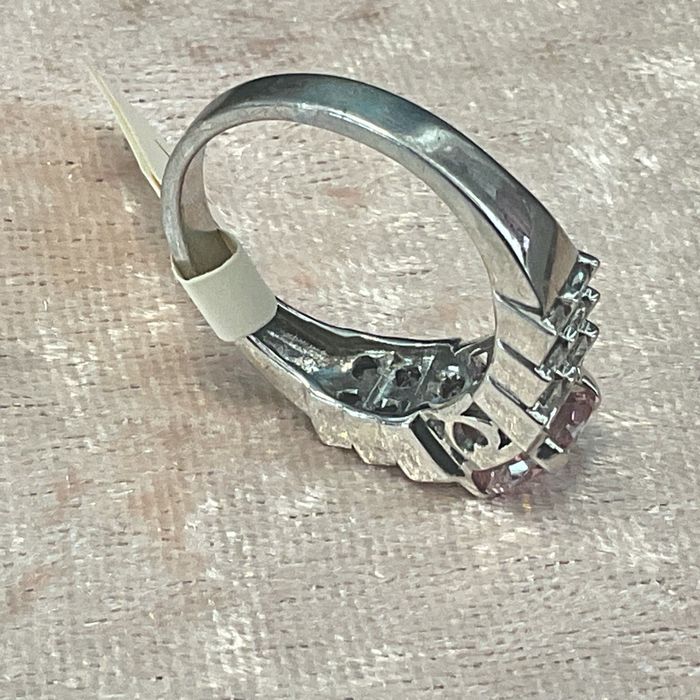 Anel prata 925 ,rosa brilhantes ,20 mm