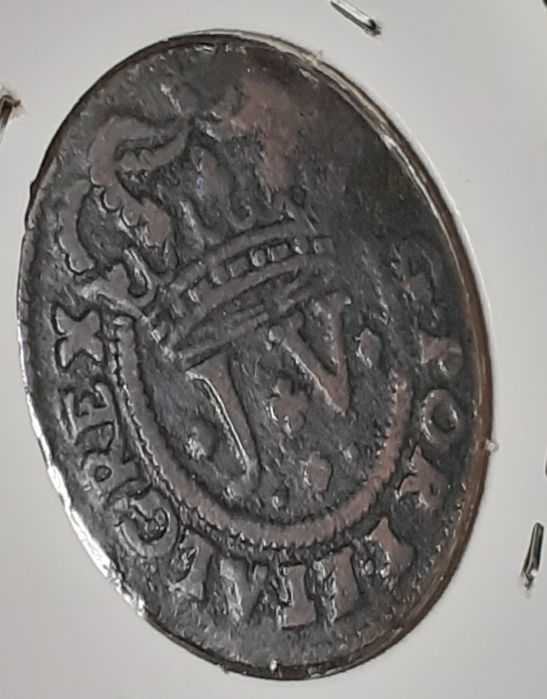 Moeda 3 Reis de 1720 em Cobre - Rei João V - Monarquia