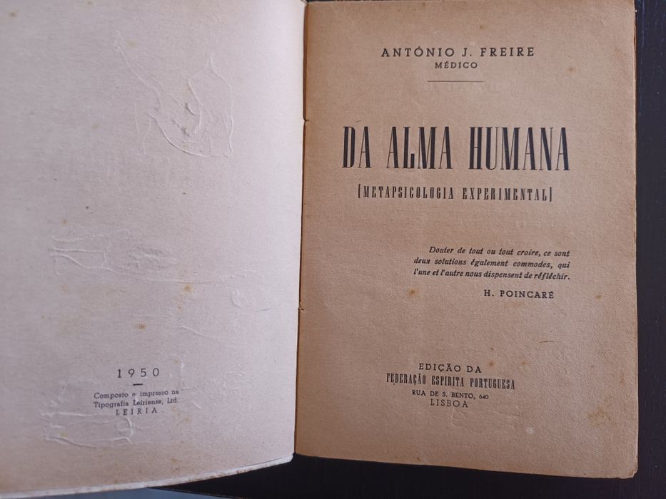 Da alma humana - metapsicologia experimental