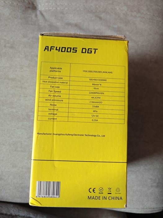 Кулер башня AF400S DGT ARGB з індикатором температури Intel/AMD