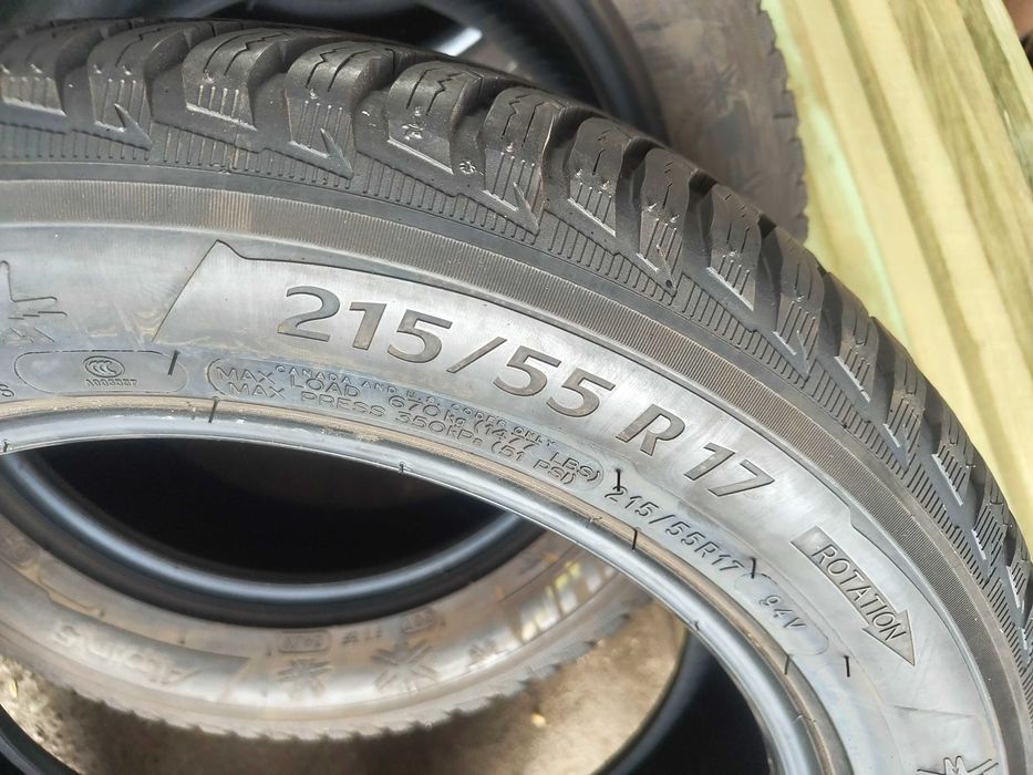 Opony zimowe uzywane 215 55 R17 Michelin 2021 rok 2 sztuki z46