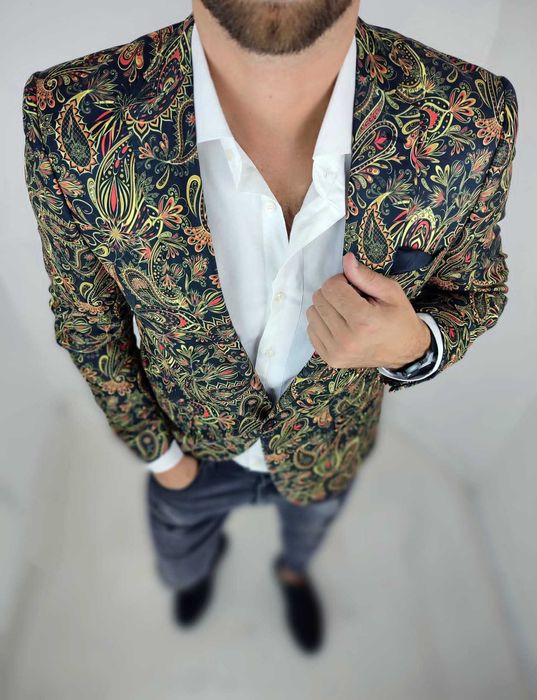GIOVANNI PERA Marynarka Męska D612 paisley Kwiaty różne rozmiary