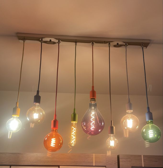 Designerska lampa loft LED | kolorowe szkło | industrial | nowoczesna