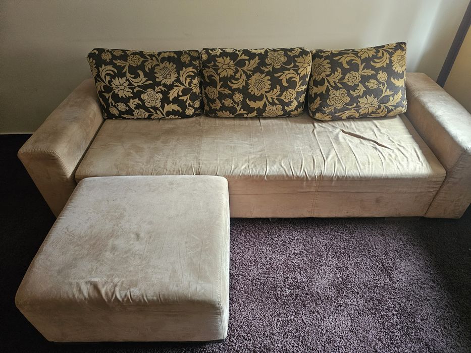 Sofa fotel pufa komplet