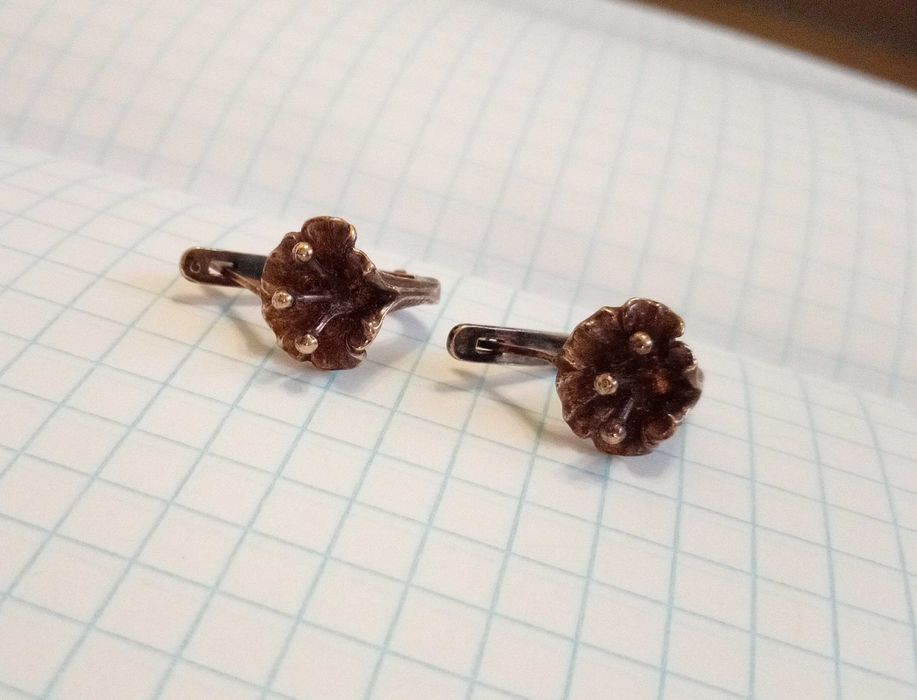 Вінтажні сережки Лілія Срібло позолочене 925 проба. СРСР