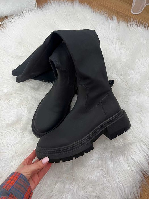 чорні чоботи ботфорди vitto rossi / чоботи високі / чоботи труби