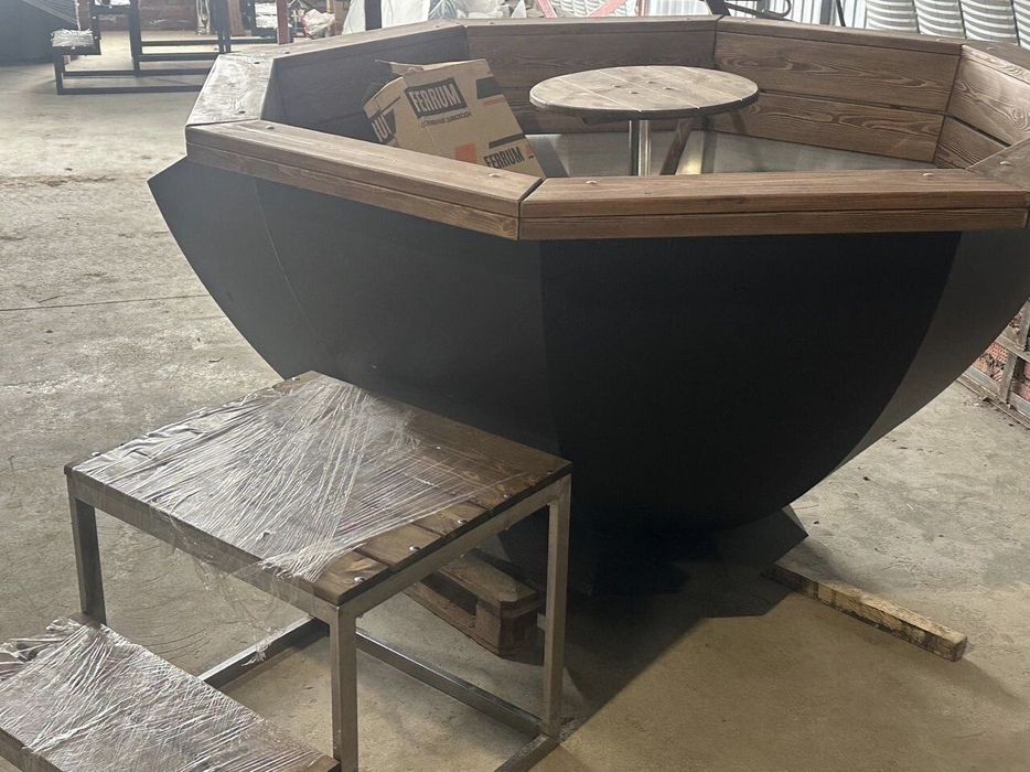 Банный чан c боковoй печкoй , водяная рубашкa, 9 теплoобмeнникoв.