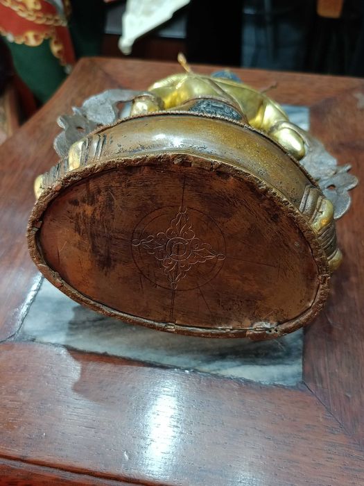 Buda Mongólia Séc XIX Ouro Prata Turquesas séc XIX 20 cm