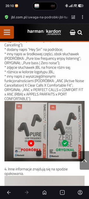 Słuchawki JBL tune 230nc jak nowe orginalne mega bass