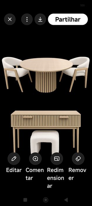 Mesa redonda e puff novos homestaging