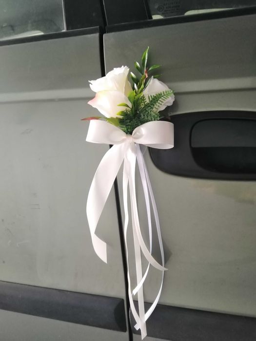 Dekoracja samochodu na ślub premium 4 szt komplet