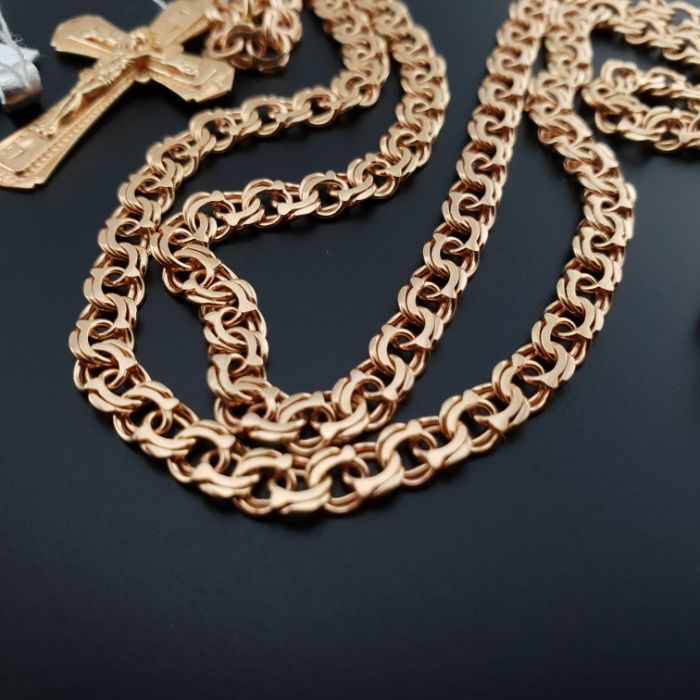 Комплект Серебряная цепочка и крестик позолота Ланцюжок хрестик