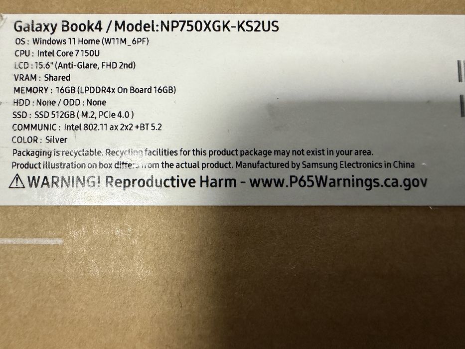 Ноутбук Samsung Galaxy Book4 (NP750XGK-KS2US) Новий. Open Box. Ultra 7