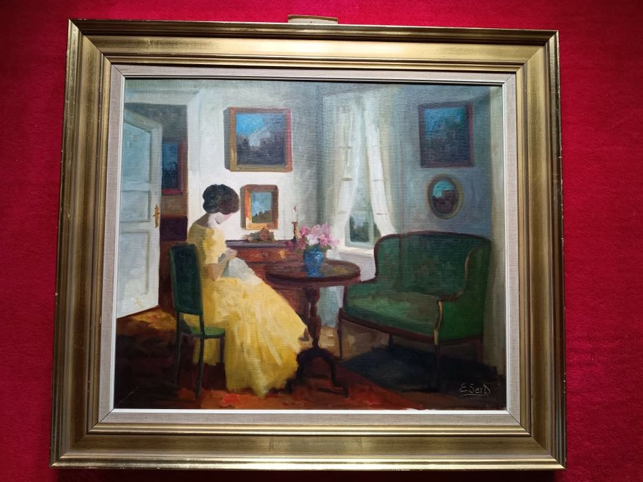 Stary obraz na płótnie Edith Gert .