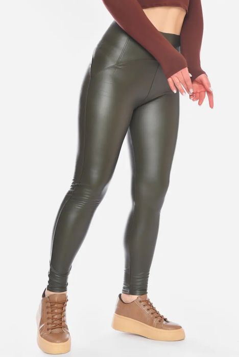 НОВІ Легінси, лосини екошкіра темно-зелені