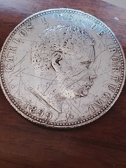 Moeda de 1000 reis de 1899, de D. Carlos I, em prata.