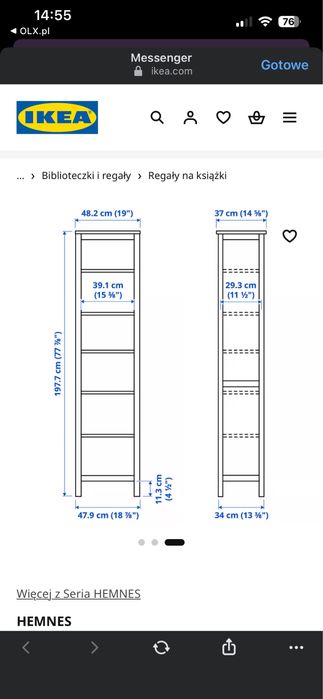 Regał HEMNES bejca 49x197 IKEA